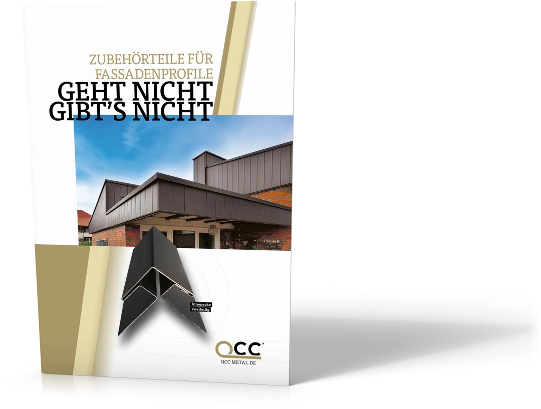 Vorderansicht der Broschüre für Zubehörteile für Fassadenprofile
